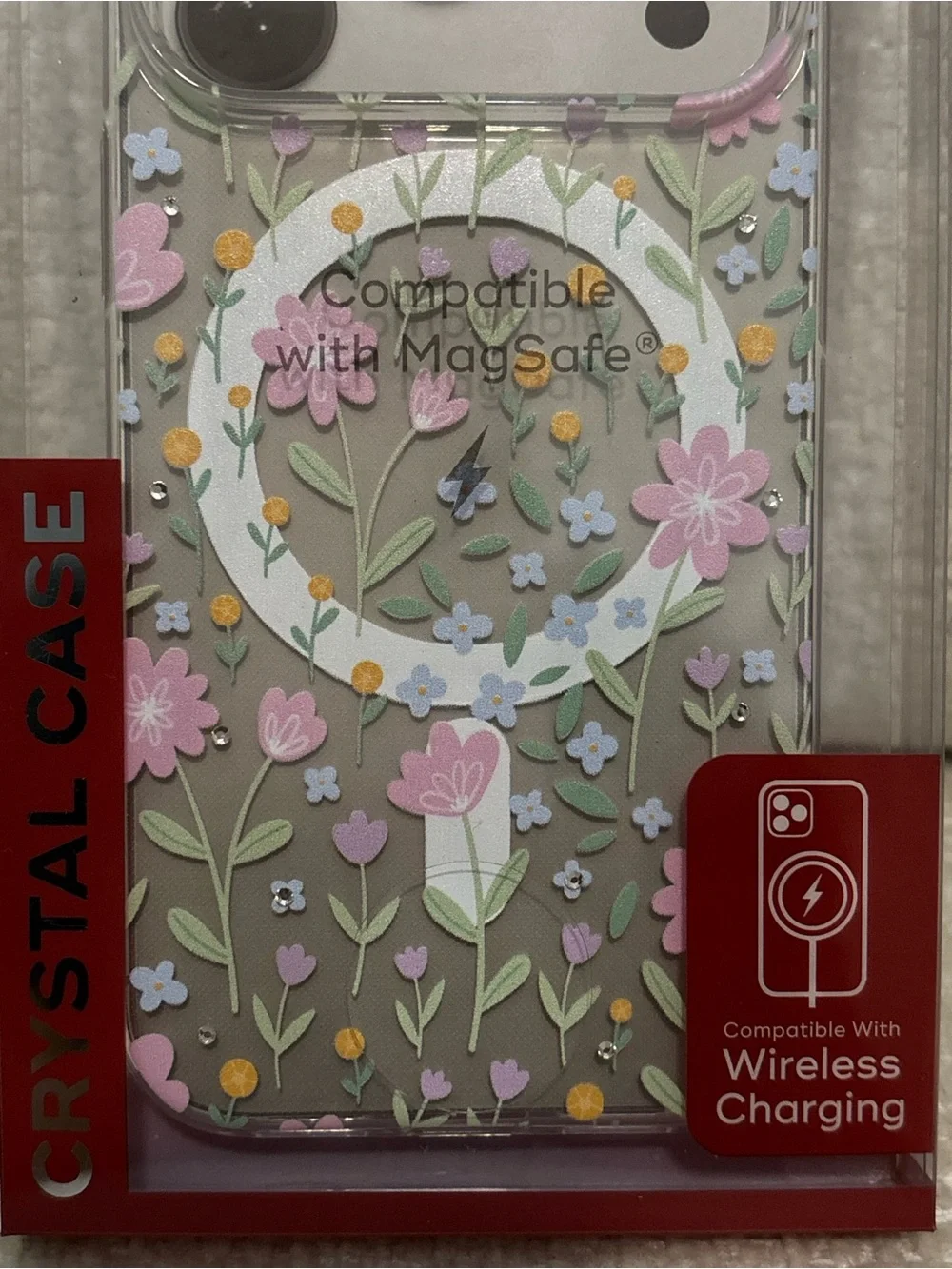 iPhone 17 Floral Clear Phone Case - Pink & Green